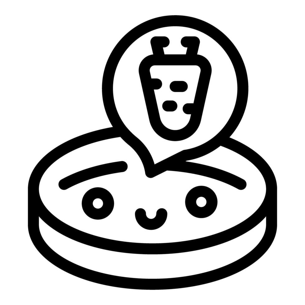 Kawaii petri dish is thinking about a carrot vector