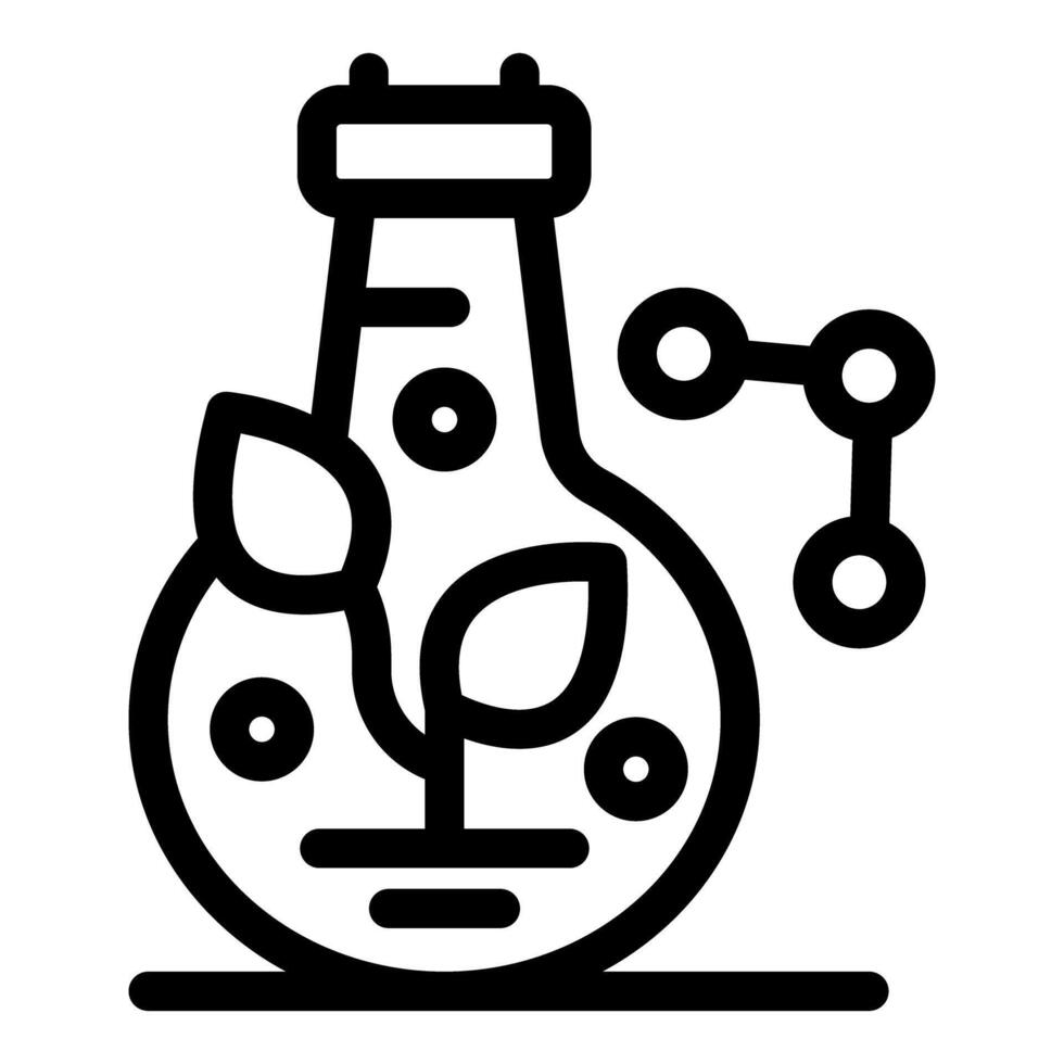Laboratory flask experiment growing green plant icon vector
