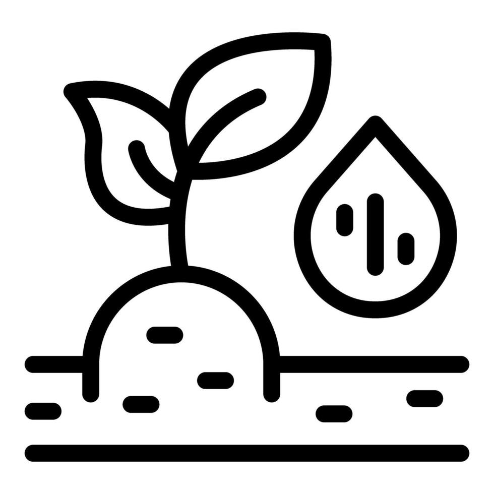 Young plant growing from soil receiving water drop with smart farming technology icon vector