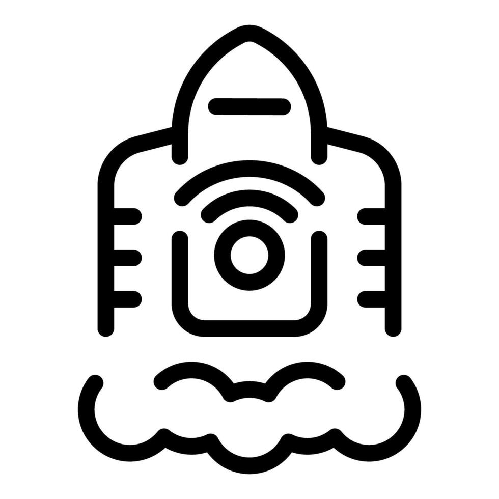 Rocket taking off spreading wifi signal for space exploration vector