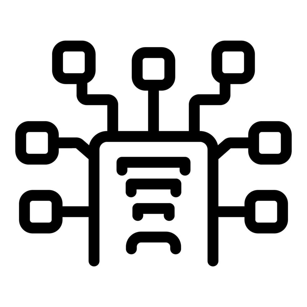 Data mining algorithm collecting information from multiple sources icon vector