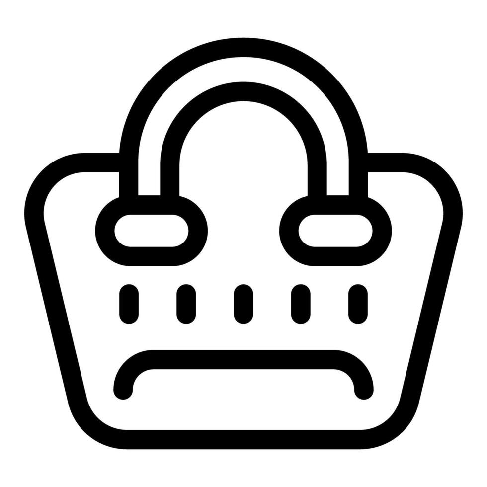 Sad shopping basket expressing disappointment with empty handles vector