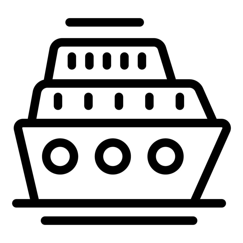 Cruise ship floating on water minimalist line art icon vector