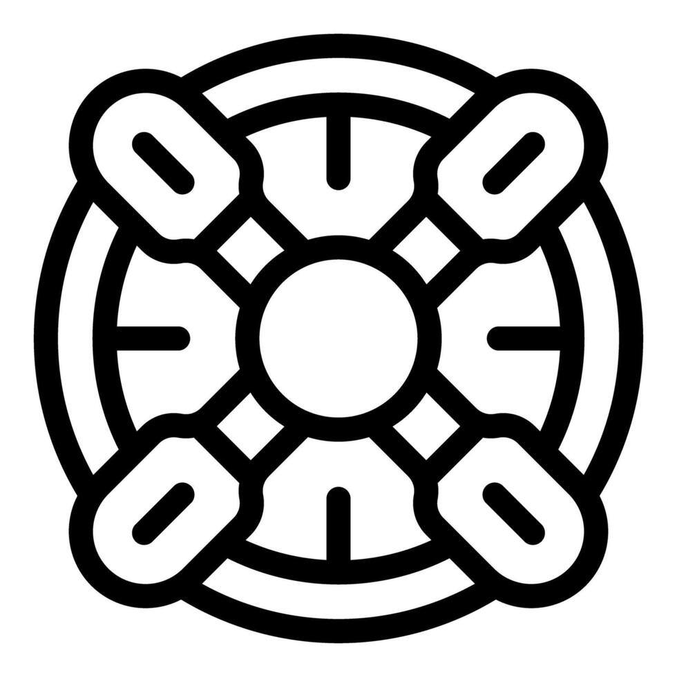 Ship steering wheel controlling navigation direction icon vector