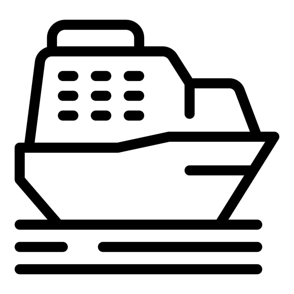 Large passenger ferry boat sailing on water surface icon vector