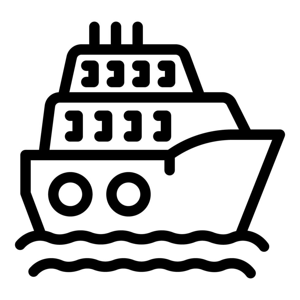 Big cruise ship sailing on water waves vector