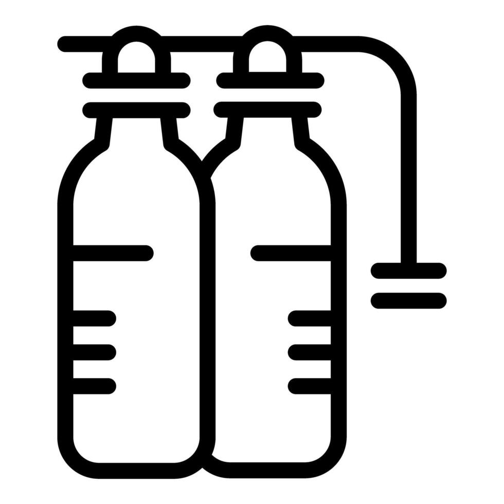 Scuba diving equipment icon with two oxygen tanks connected vector