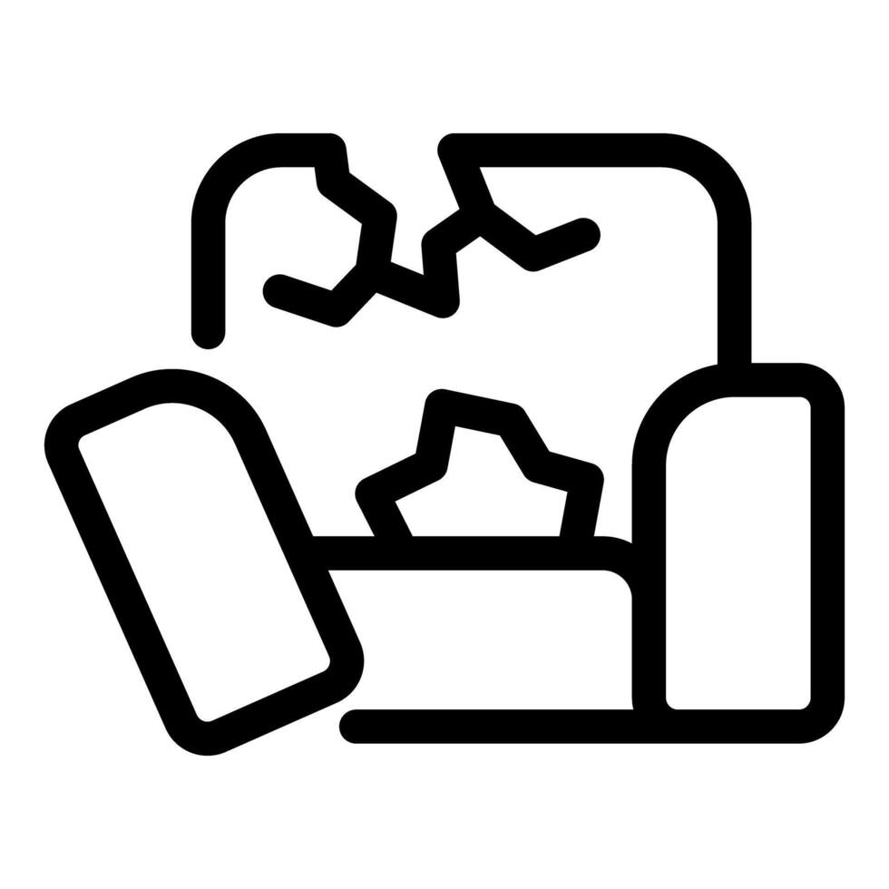 Broken armchair with detached armrest illustrating furniture damage concept vector