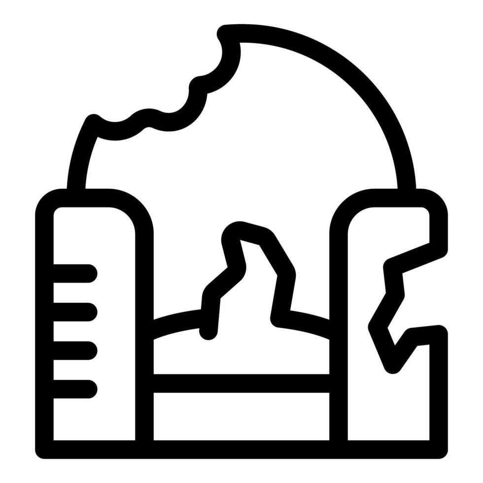Earthquake destroying city buildings icon outline style vector