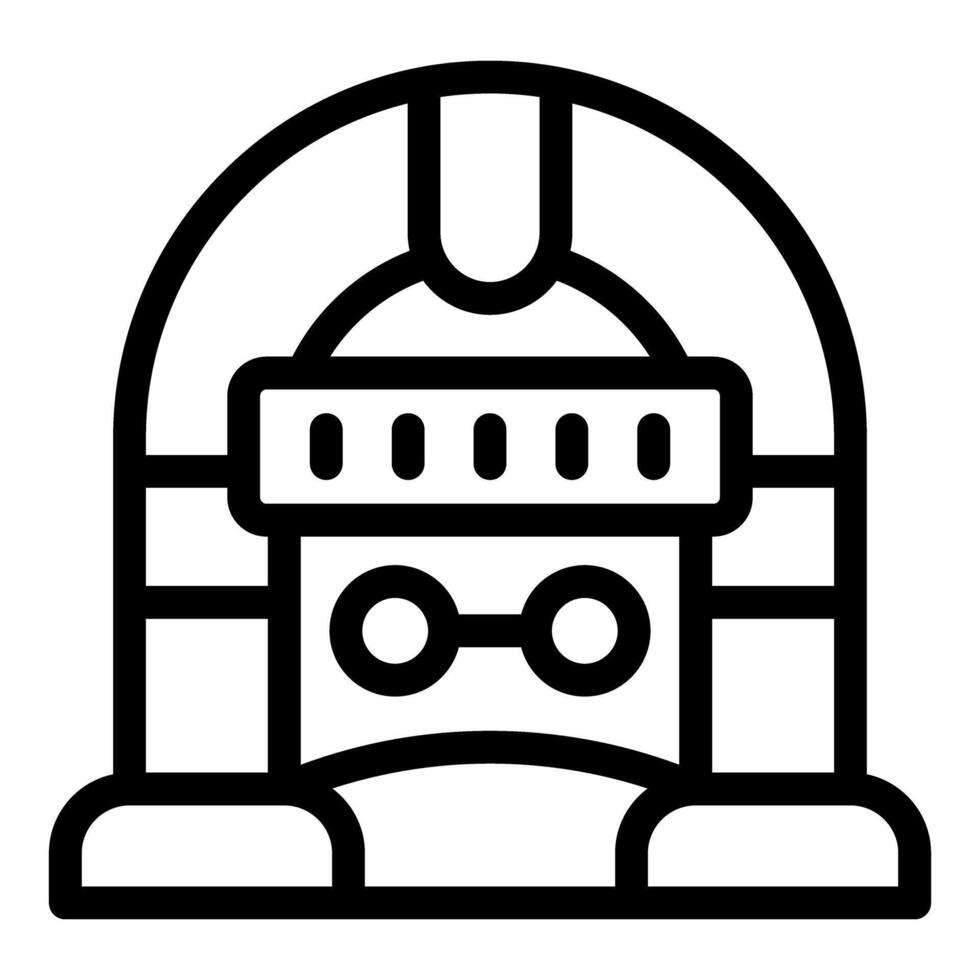 Line art icon of a robot standing inside a capsule vector