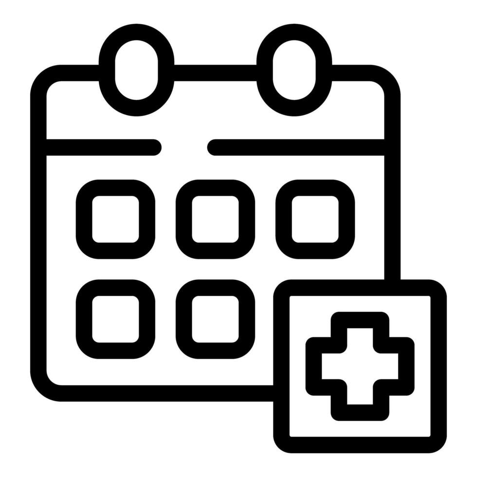 Calendar showing medical appointment date with cross symbol vector