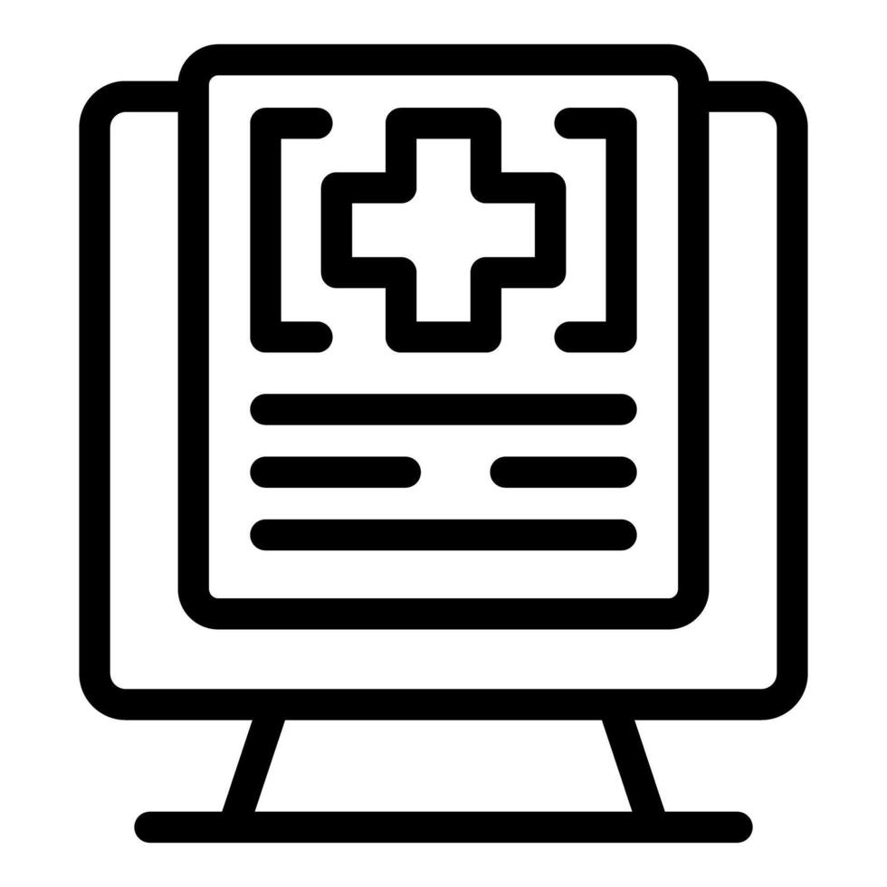 Online medical record displaying on computer screen icon vector