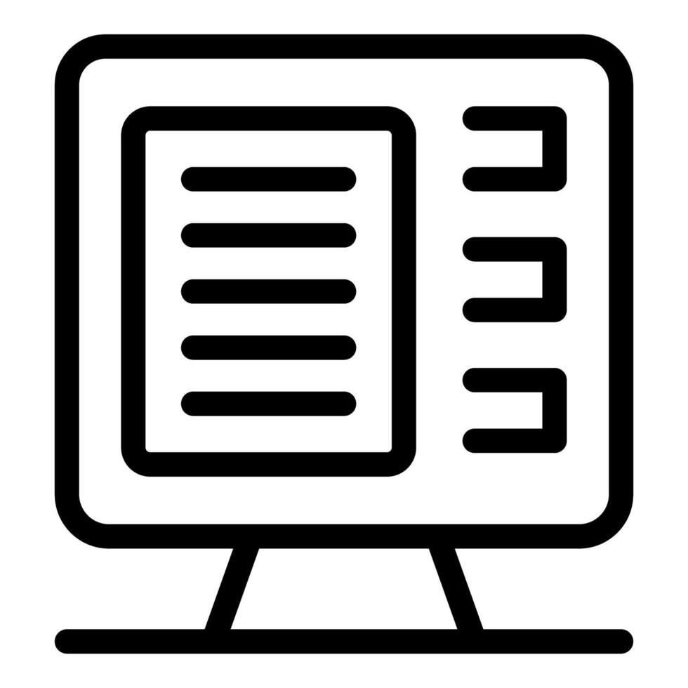 Computer showing electronic document for online reading vector