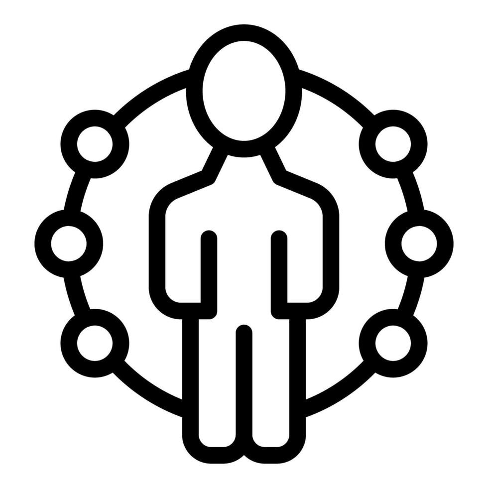 Businessman standing inside circle of connections representing networking concept vector