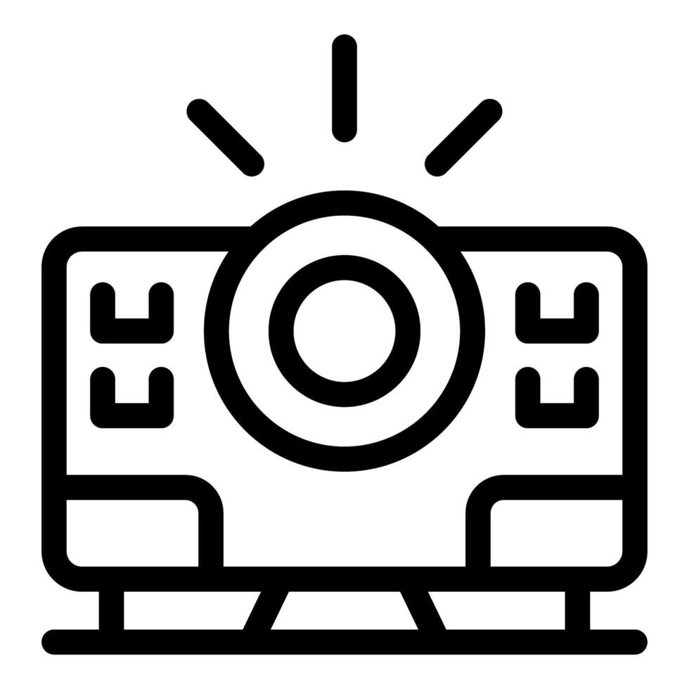 Projector displaying presentation with light shining vector