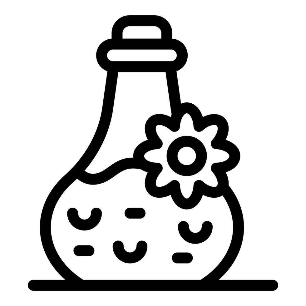 Flower power potion is brewing in glass bottle with cork vector