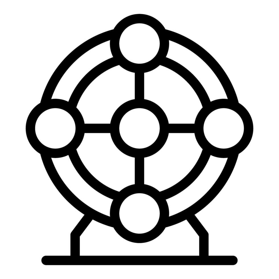 Ferris wheel fairground attraction outline icon representing entertainment and amusement vector