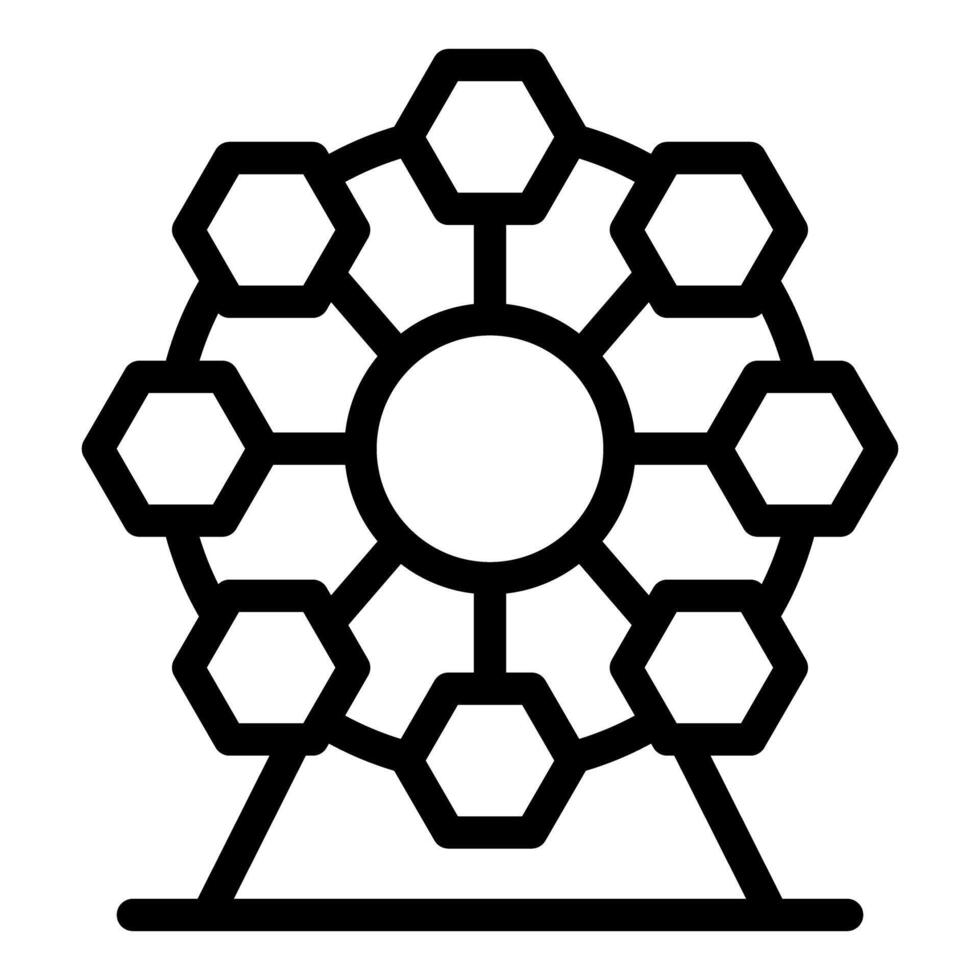 Ferris wheel with hexagonal cabins standing on the ground vector