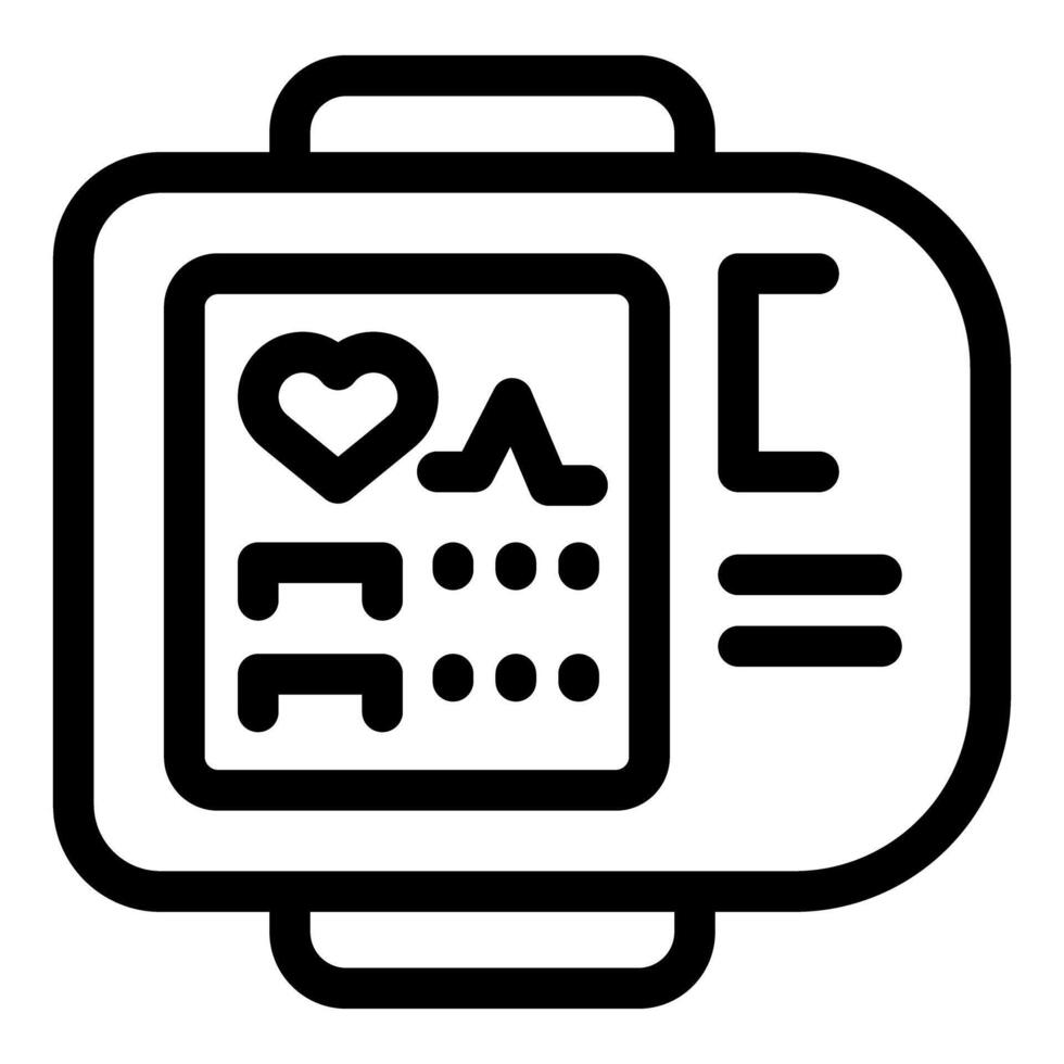 Portable heart rate monitor showing heartbeat icon and data on screen vector