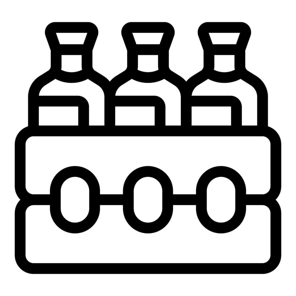 Three glass bottles standing in a cardboard box for delivery vector
