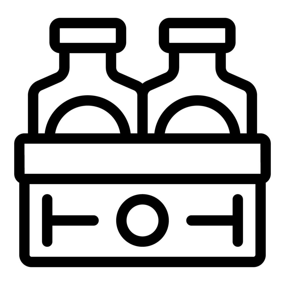 Two bottles standing in a wooden crate for delivery vector