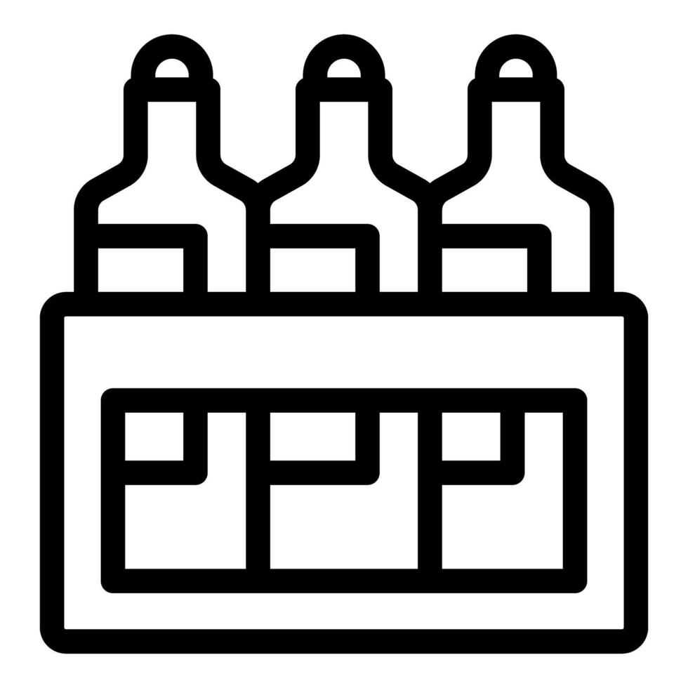 Three glass bottles standing in a box for delivery vector