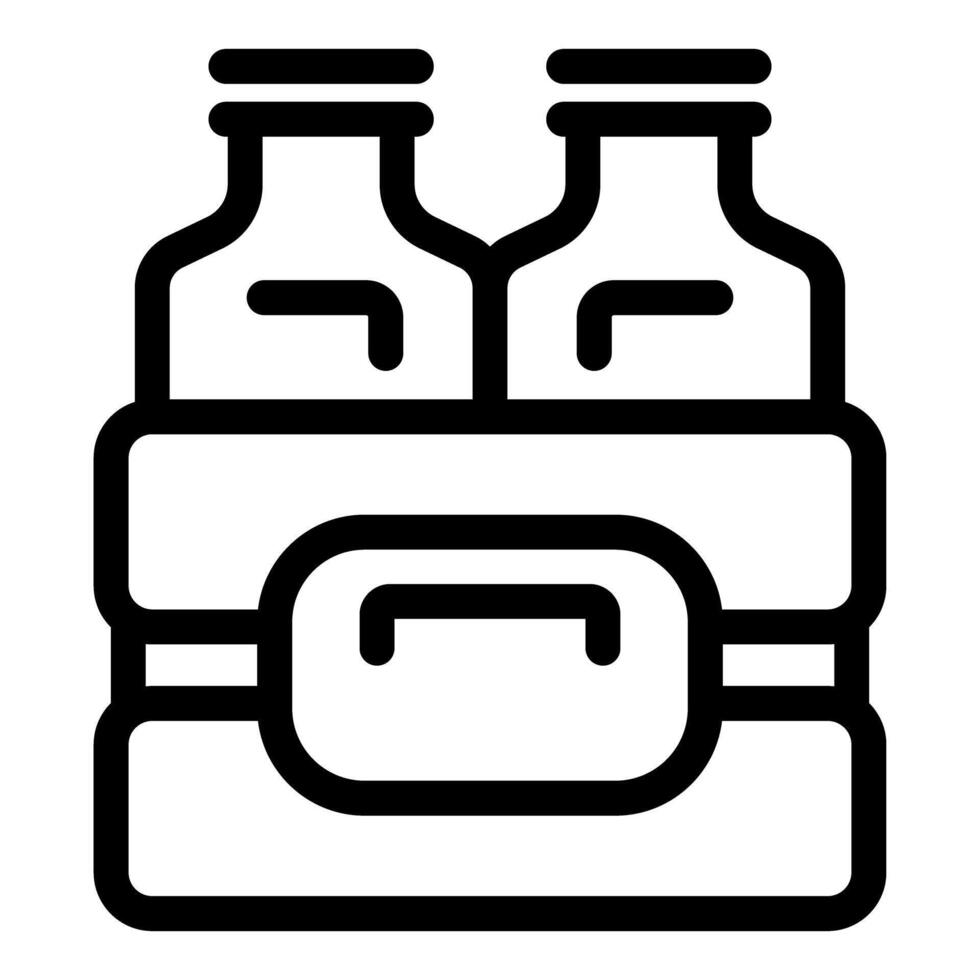 Milk bottles standing in crate for delivery service vector
