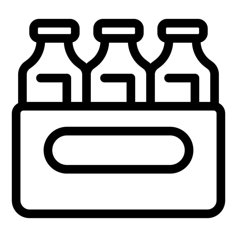 Three glass bottles standing in cardboard box for delivery vector