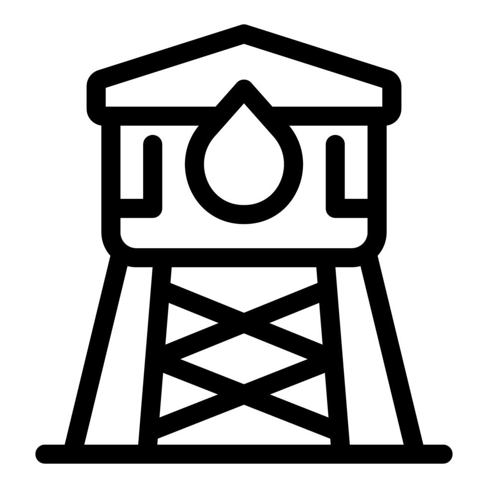 Water tower icon showing drop of water and metal structure vector