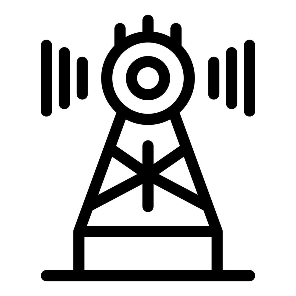 Radio tower transmitting signal icon outline style vector