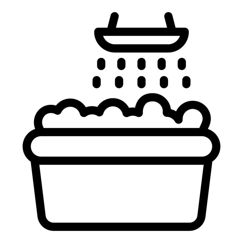 Shower head pouring water in bathtub creating foam for bathing vector