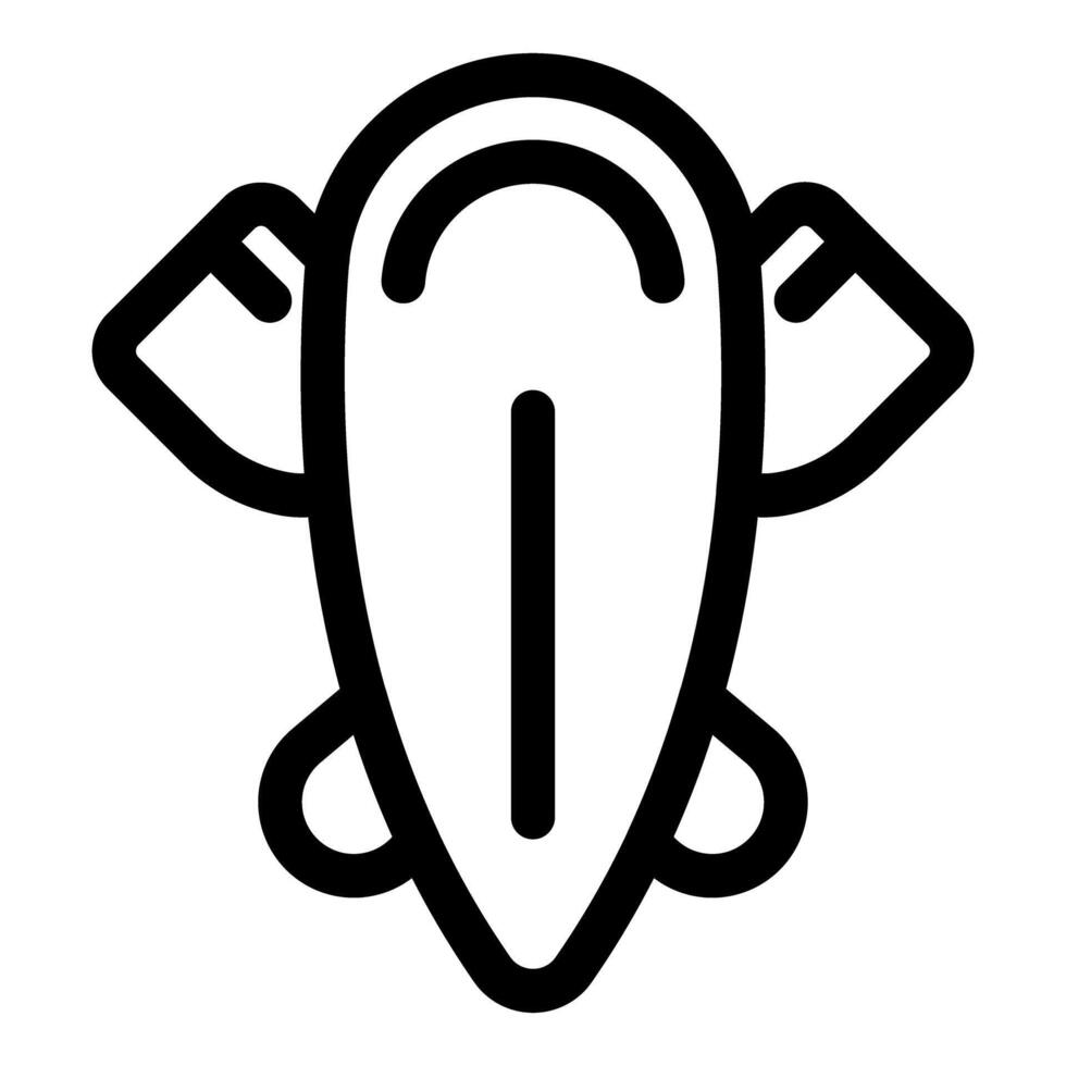 Simple black and white icon of a rocket ship flying up vector