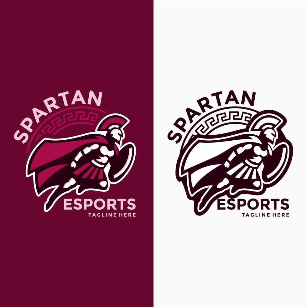 Spartan esport logo with viking symbol and shield vector