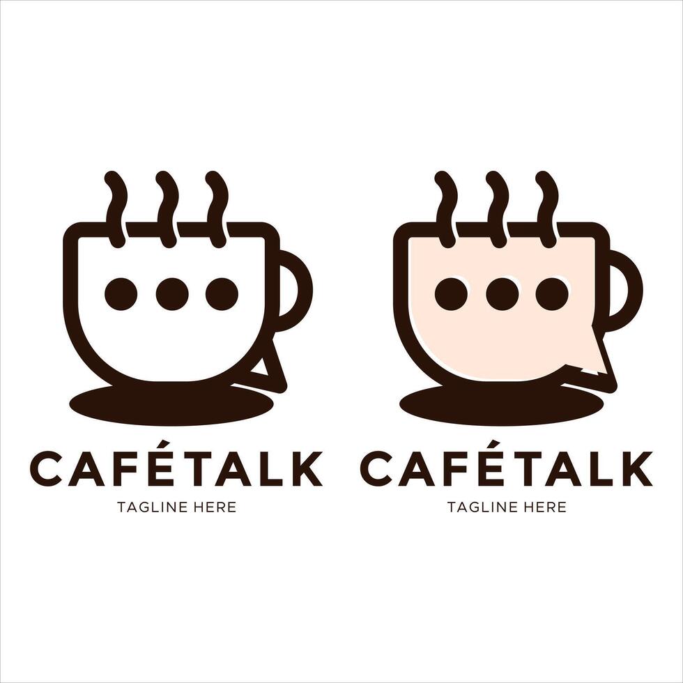 cafe talk logo with coffee cup and chat symbols vector