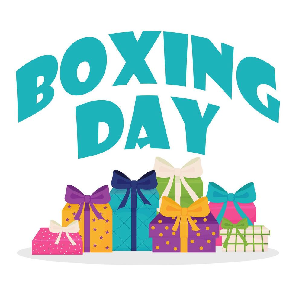 Boxing day. Different gift boxes with bow on white background. illustration. Sale vector