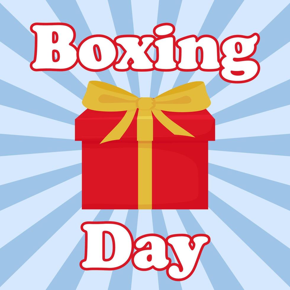 Boxing day. Red gift boxes with yellow bow on blue background. illustration vector