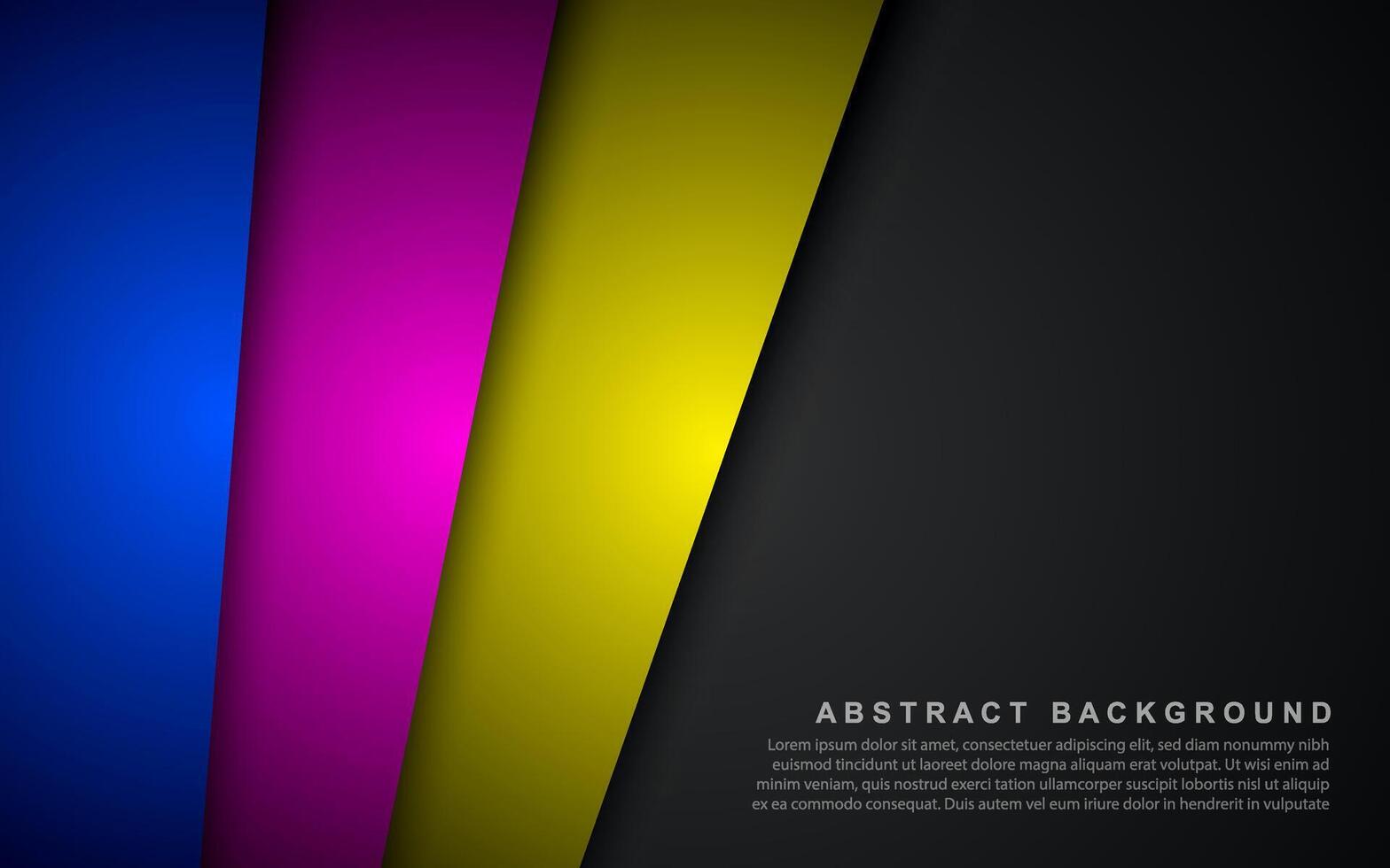 Black material background with stripes in cmyk colors. Print banner designs for your business. Abstract illustration vector