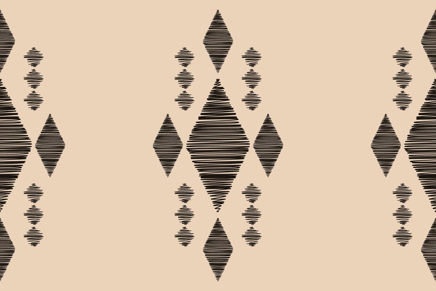 Traditional Ethnic ikat motif fabric pattern geometric style.African Ikat embroidery Ethnic oriental pattern brown cream background wallpaper. Abstract,illustration.Texture,frame,decoration. vector