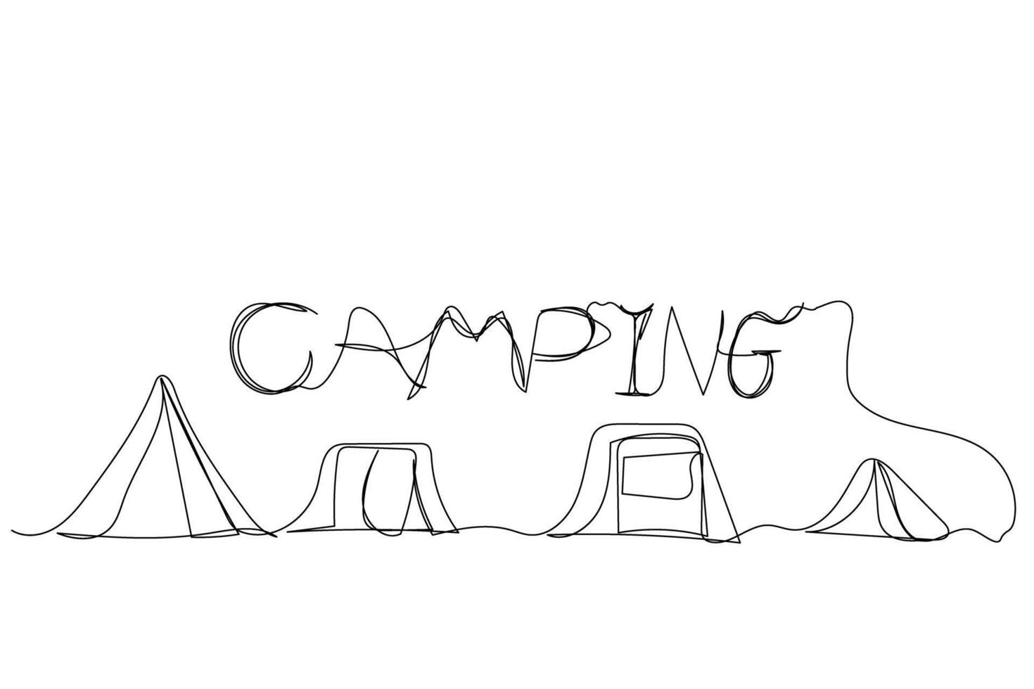 Sketch outline concept minimal travel camp picnic backpack drawing continuous line art. Camping hiking adventure concept hand drawn with white ioslated background. Abstract,illustration. vector