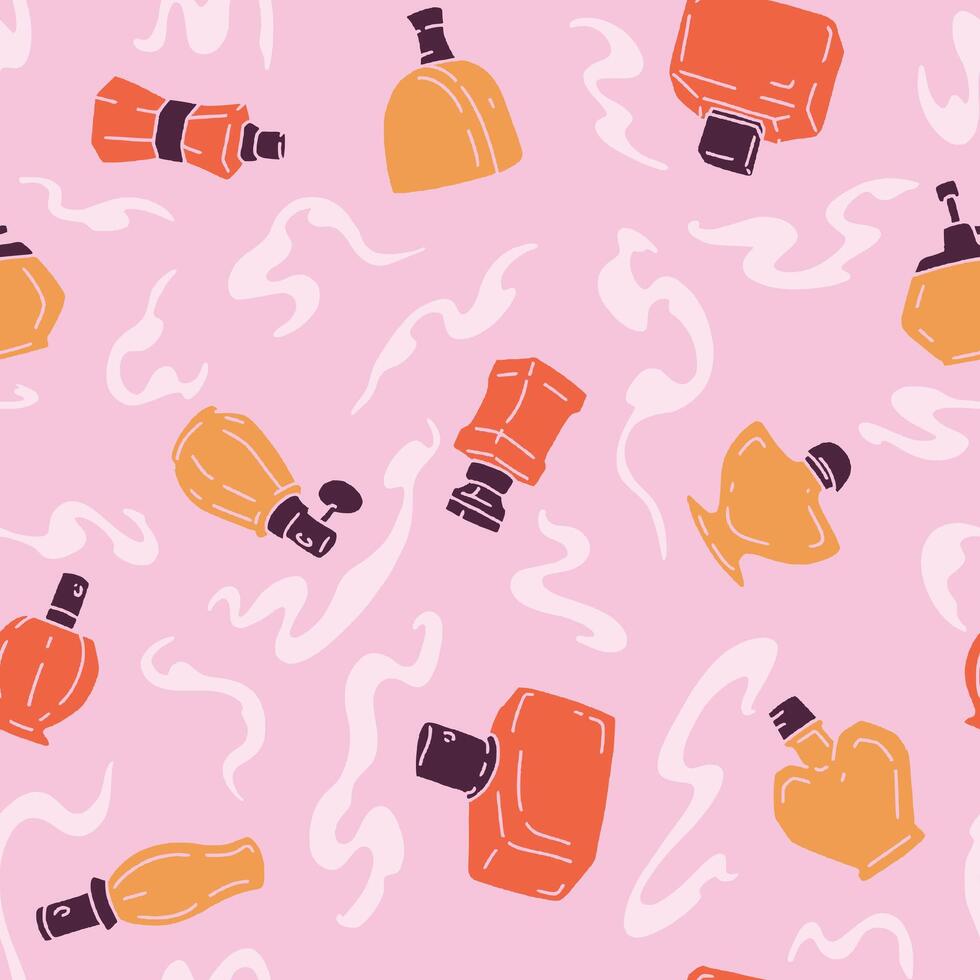 Perfume Bottle Fragrance Seamless Pattern illustration Design vector