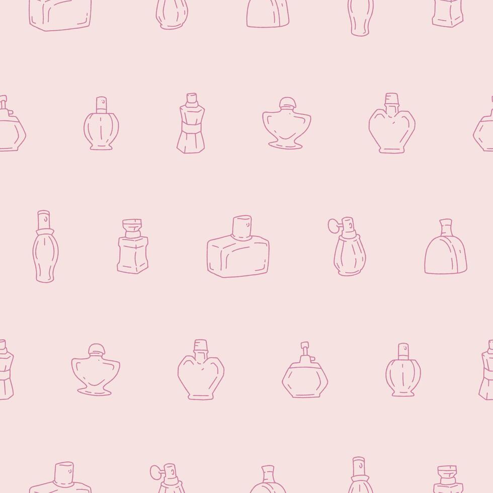 Outline Collection Perfume Bottle Fragrance Seamless Pattern illustration Design vector