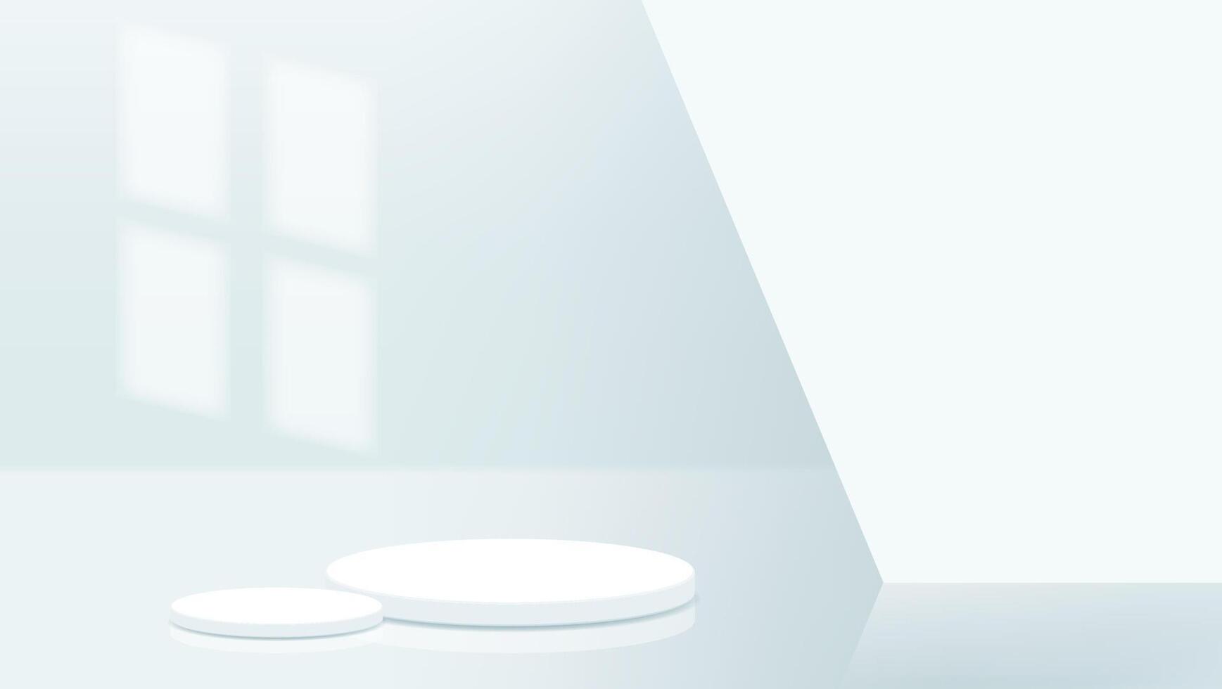 3d white podium with wall and overlay background vector