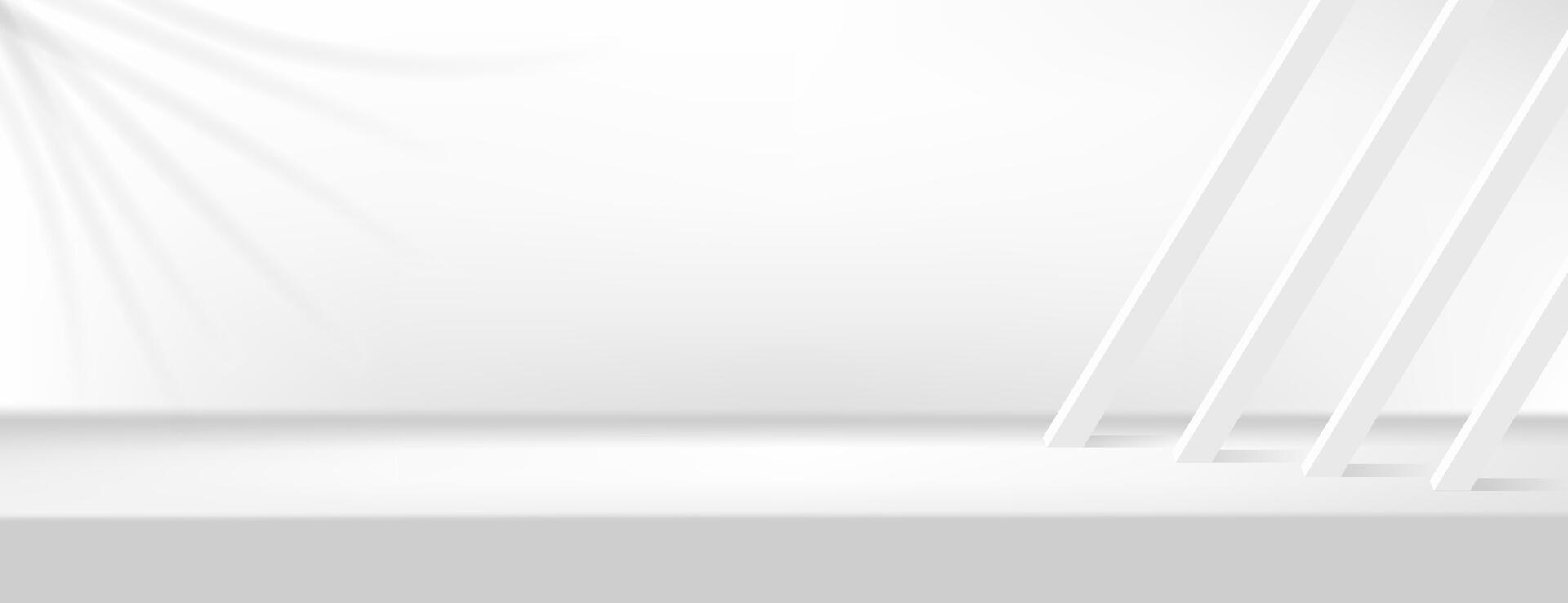 3d white product display background with shadow leaf vector