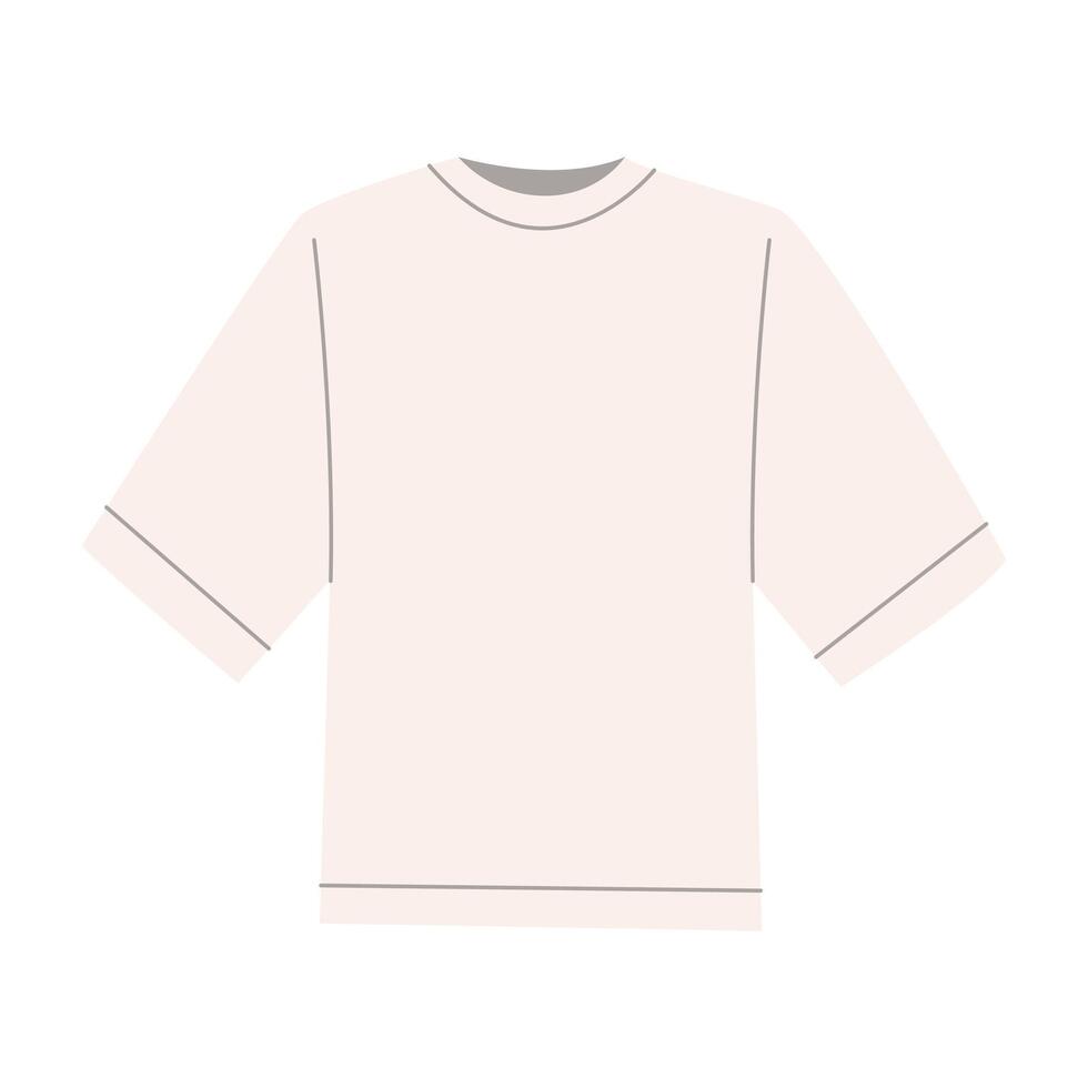 Oversize t-shirt. Women's and men's summer casual wear. Color flat illustration isolated on white background. Hand-drawn style. vector
