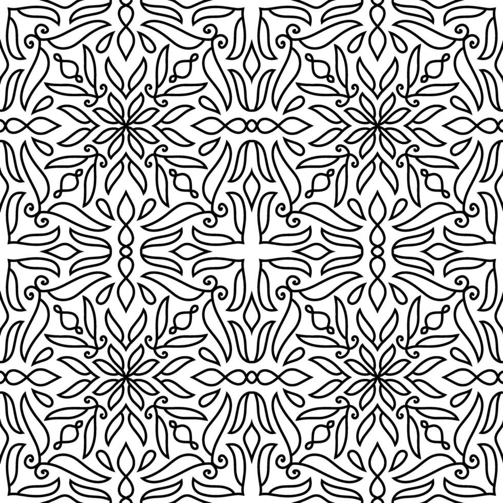 Outline seamless pattern Doodle hand drawn art Sketch vector