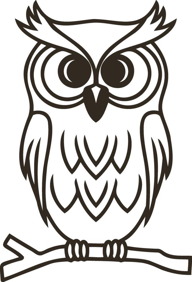 Doodle owl icon Animal art Coloring page book Sketch vector