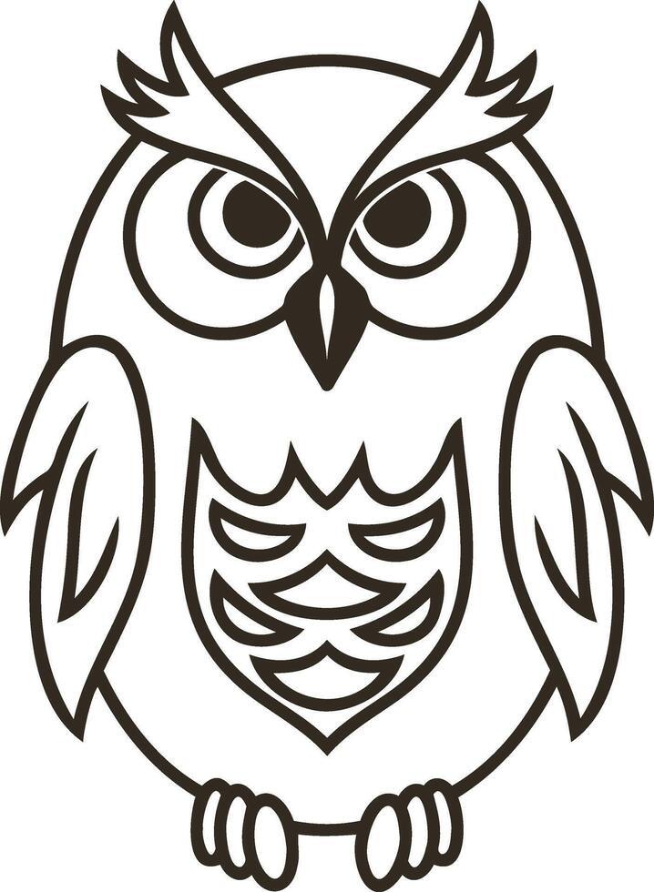 Doodle owl icon Animal art Coloring page book Sketch vector