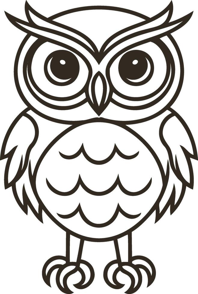 Doodle owl icon Animal art Coloring page book Sketch vector