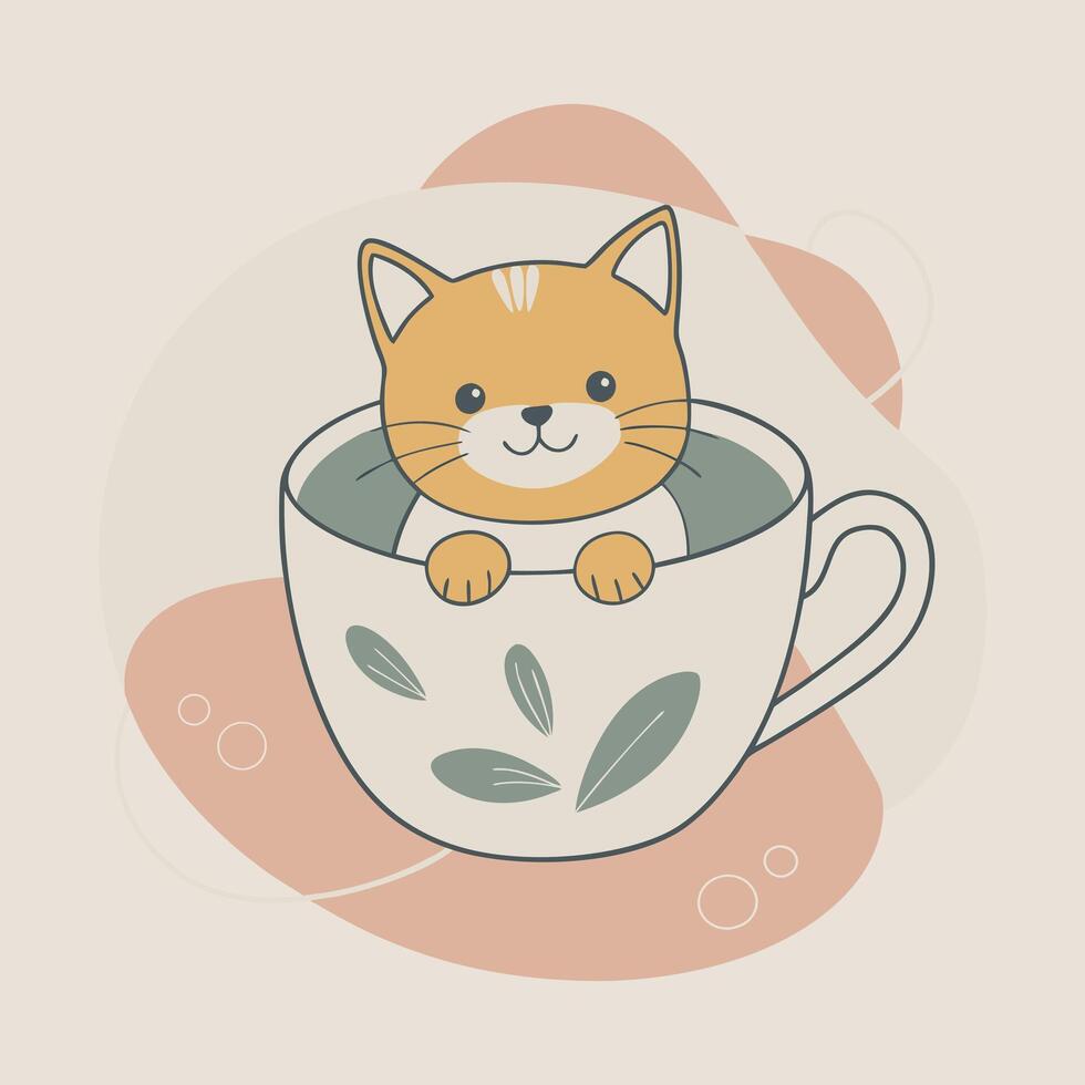 flat international cat day illustration with cats vector