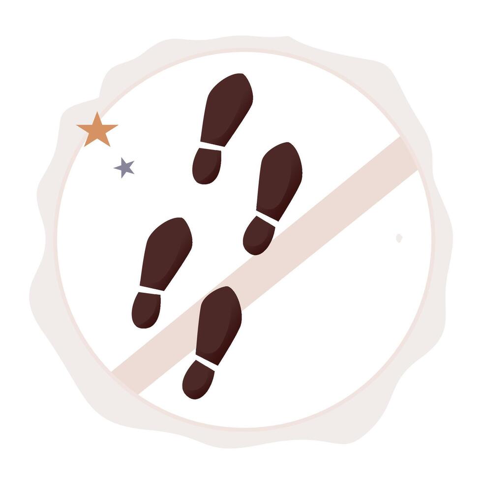 Footprints with white background and blue yellow star. vector